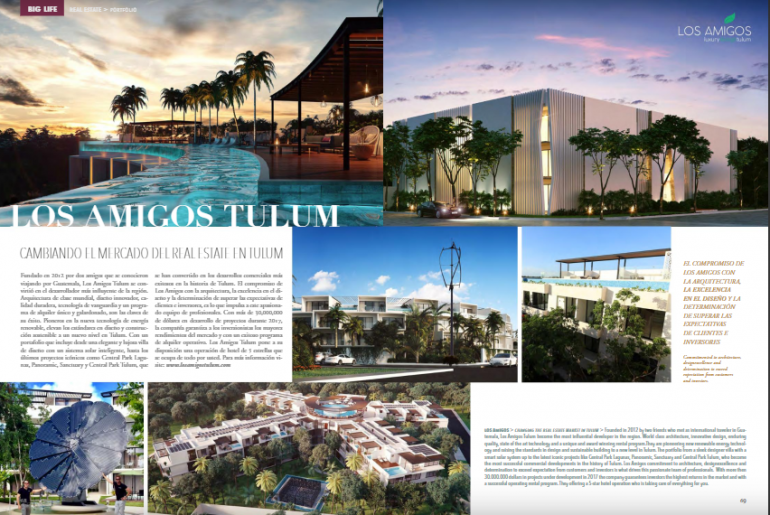 Cambiando el mercado del real estate en Tulum según BIG LIFE Magazine Los Amigos Tulum en Big Life Magazine
